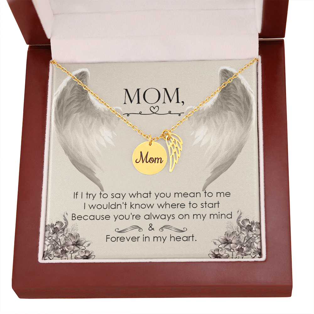 Mom memorial necklace, Angel wing necklace. ShineOn Fulfillment