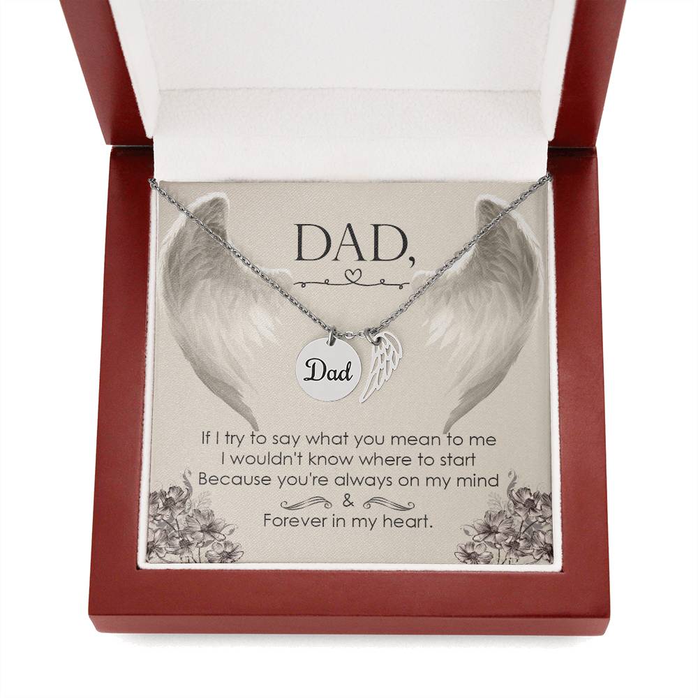Dad memorial necklace, Angel wing necklace. ShineOn Fulfillment