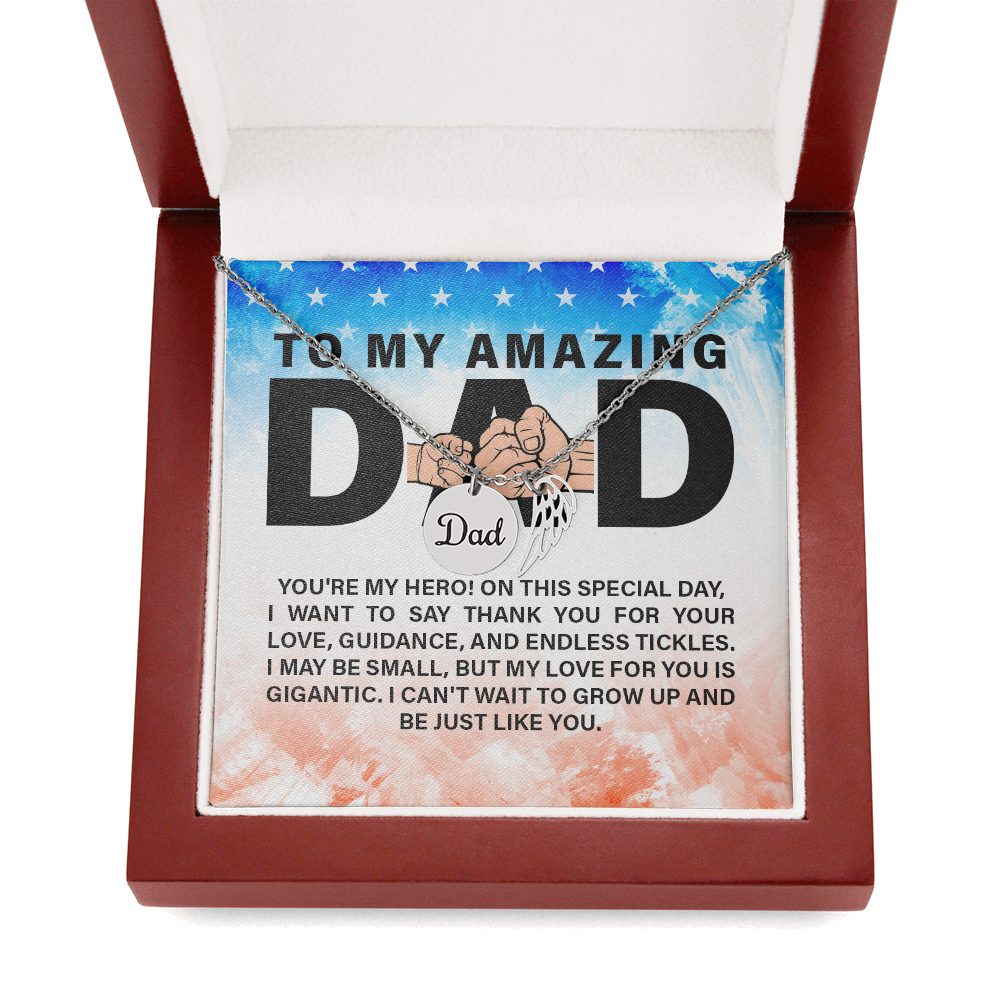 Dad memorial necklace, Angel wing necklace ShineOn Fulfillment