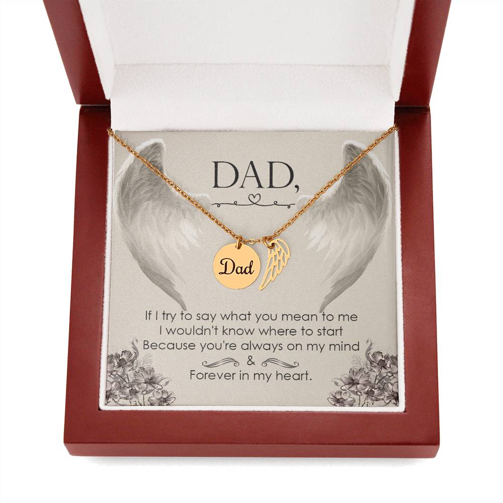 Dad memorial necklace, Angel wing necklace. ShineOn Fulfillment
