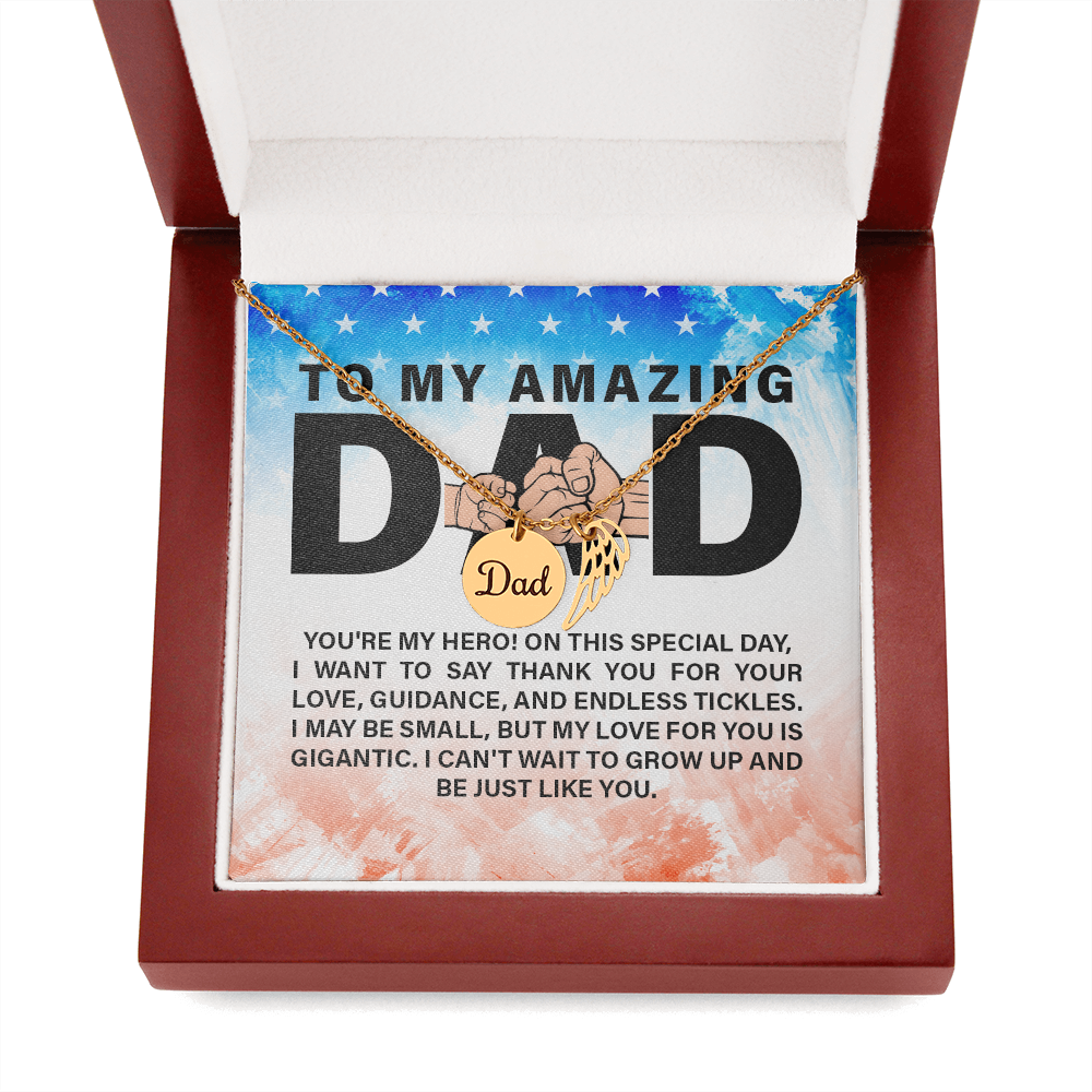 Dad memorial necklace, Angel wing necklace ShineOn Fulfillment
