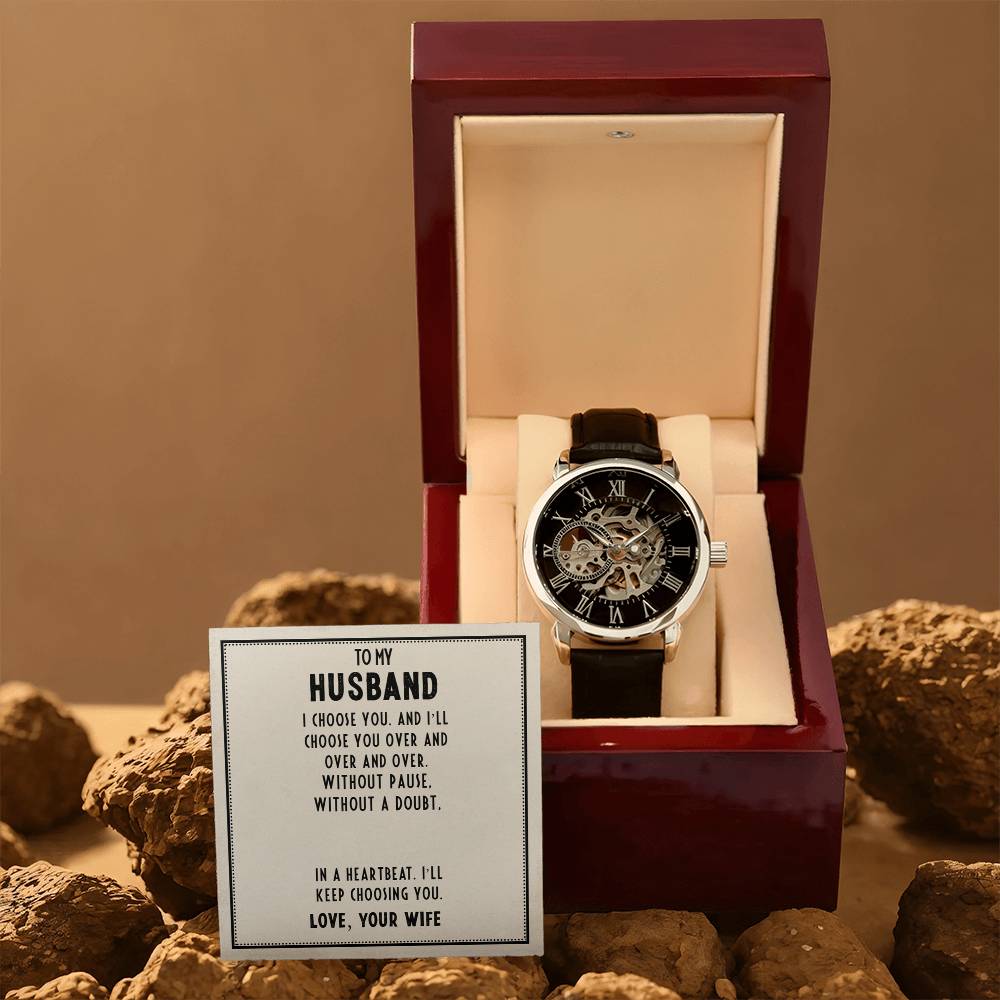 To My Husband Openwork Watch, Birthday Gift From Wife, Fathers Day Gift ShineOn Fulfillment
