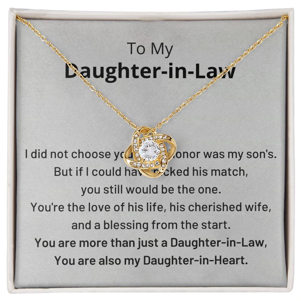 Daughter-In-Law Gift Necklace, You Are Also My Daughter-in-Heart Love Knot Necklace ShineOn Fulfillment
