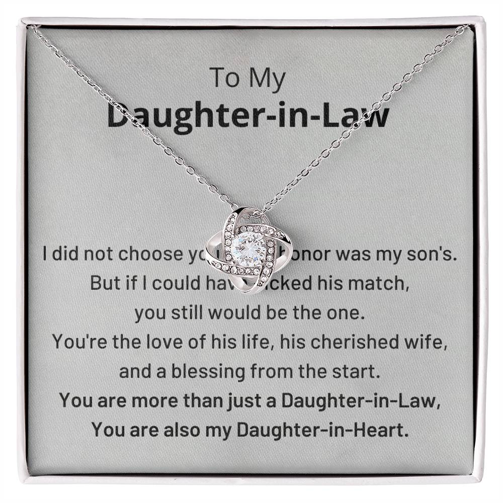 Daughter-In-Law Gift Necklace, You Are Also My Daughter-in-Heart Love Knot Necklace ShineOn Fulfillment