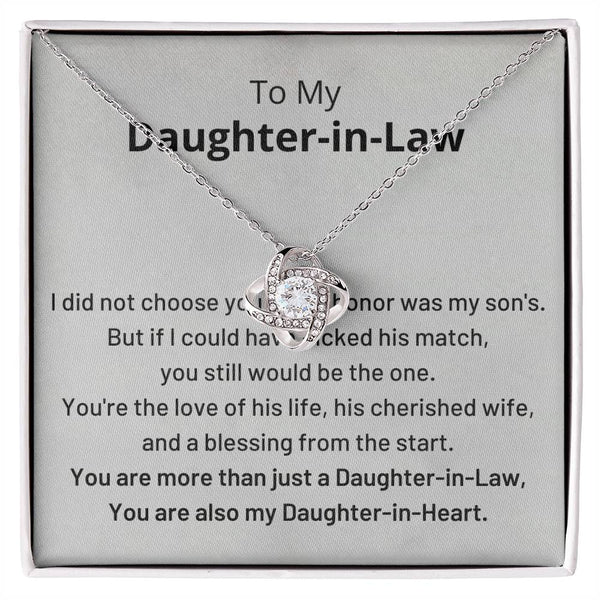 Daughter-In-Law Gift Necklace, You Are Also My Daughter-in-Heart Love Knot Necklace ShineOn Fulfillment