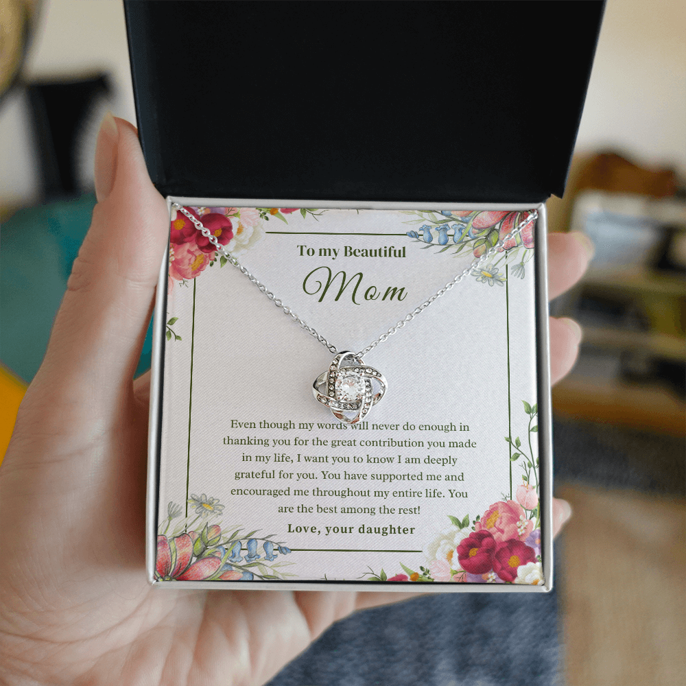 To My Beautiful Mom Love Knot Necklace, Thank you Gift From Daughter ShineOn Fulfillment