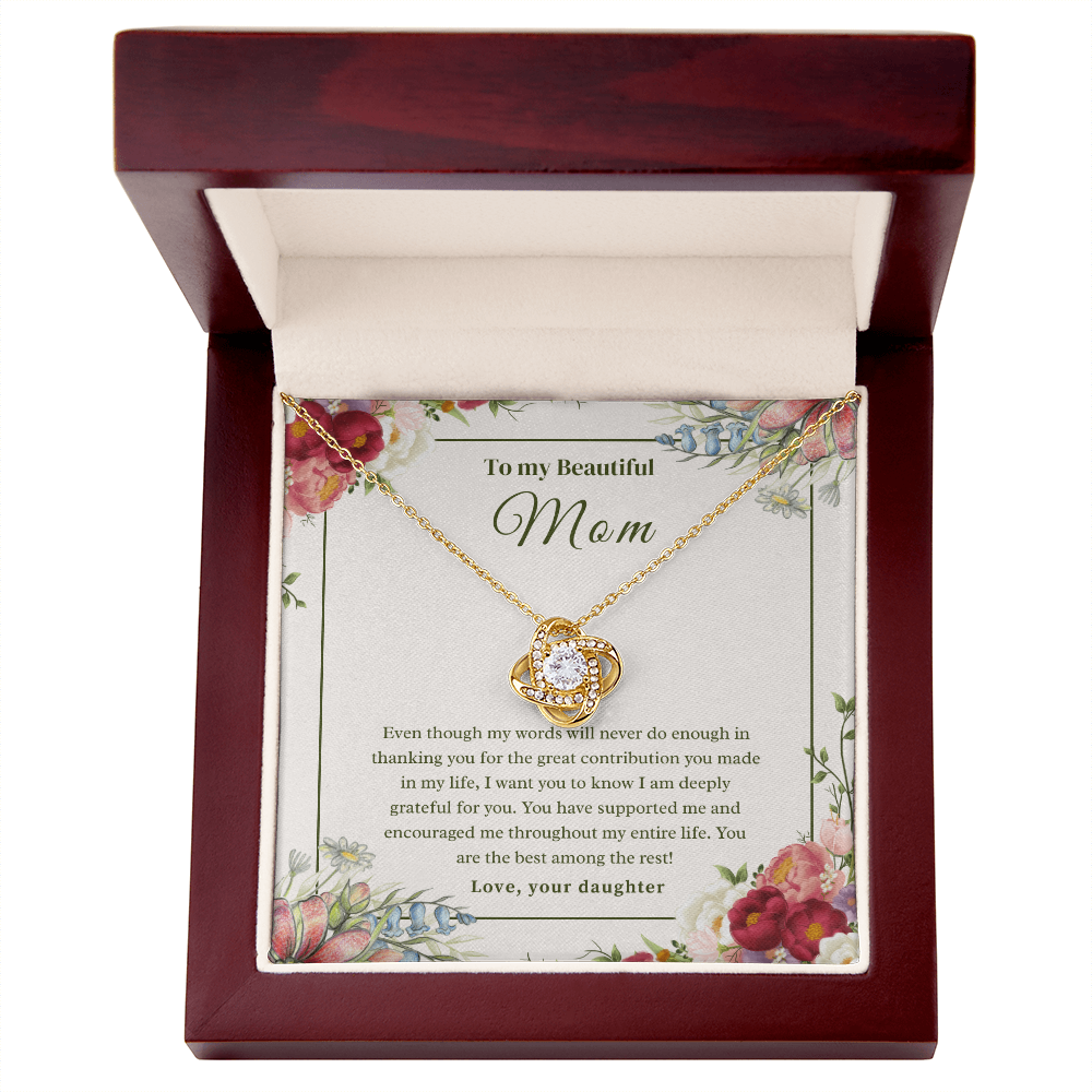 To My Beautiful Mom Love Knot Necklace, Thank you Gift From Daughter ShineOn Fulfillment