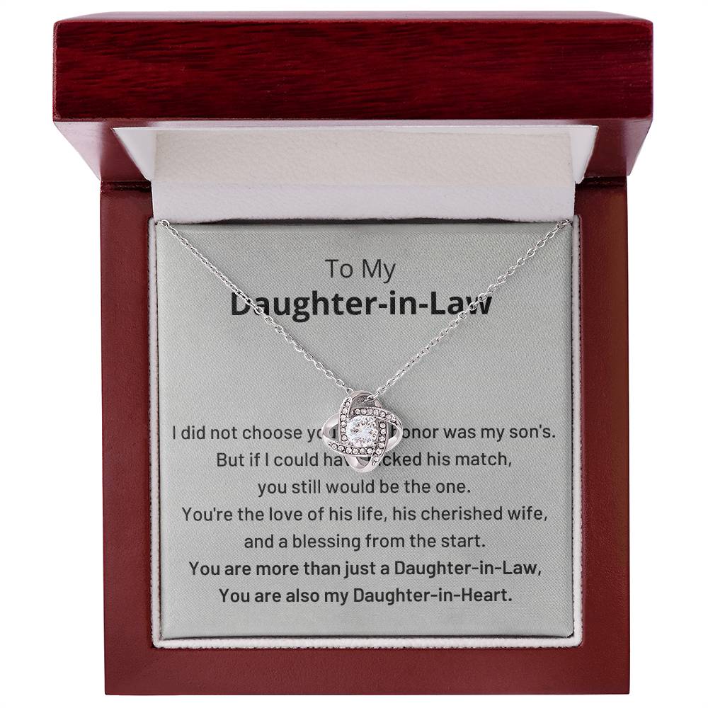 Daughter-In-Law Gift Necklace, You Are Also My Daughter-in-Heart Love Knot Necklace ShineOn Fulfillment