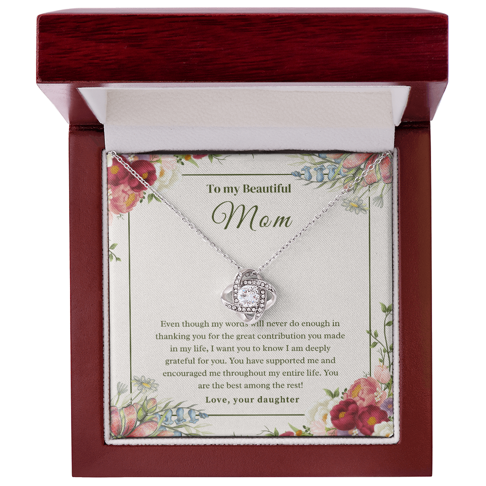 To My Beautiful Mom Love Knot Necklace, Thank you Gift From Daughter ShineOn Fulfillment