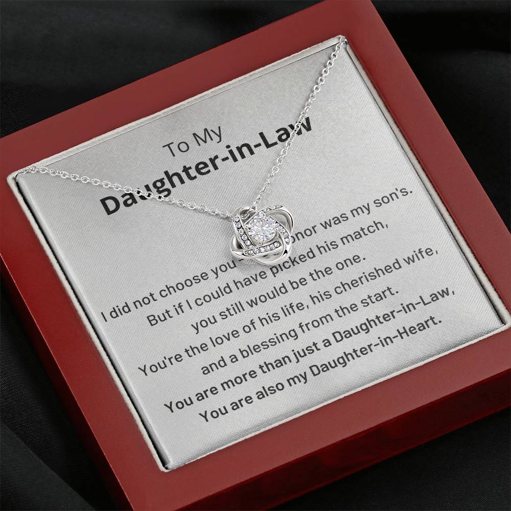 Daughter-In-Law Gift Necklace, You Are Also My Daughter-in-Heart Love Knot Necklace ShineOn Fulfillment