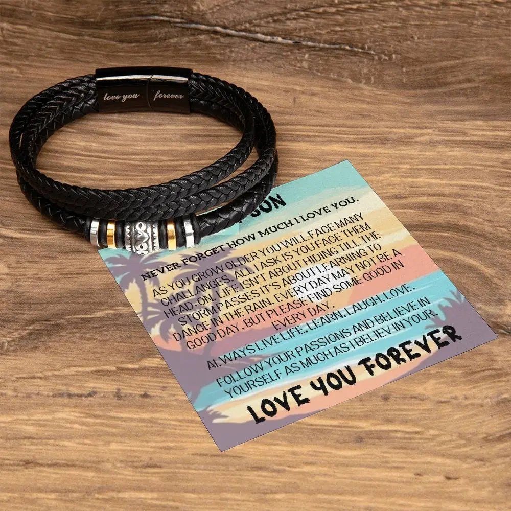 To Our/My Son – Vegan Leather Bracelet - The Luxe Wrist