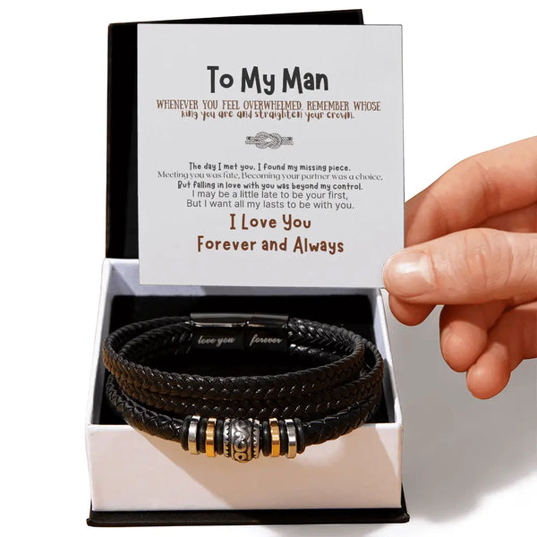To My Man, Infinity Leather Bracelet - The Luxe Wrist