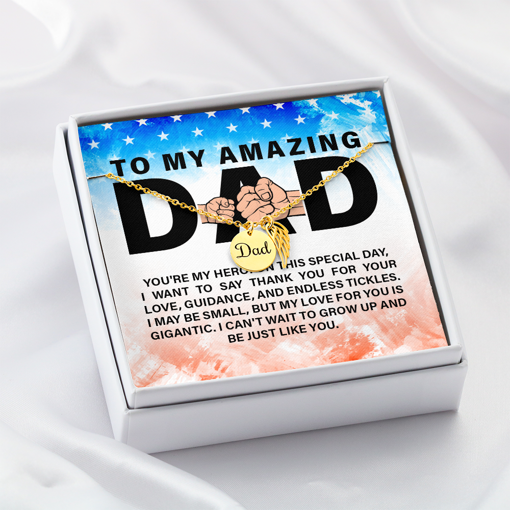 Dad memorial necklace, Angel wing necklace ShineOn Fulfillment