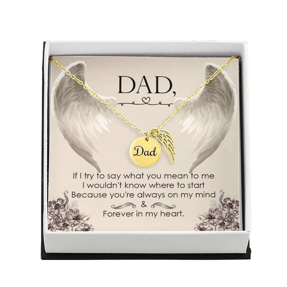 Dad memorial necklace, Angel wing necklace. ShineOn Fulfillment