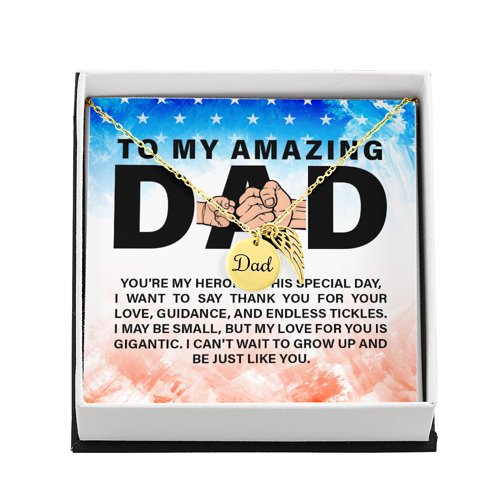Dad memorial necklace, Angel wing necklace ShineOn Fulfillment