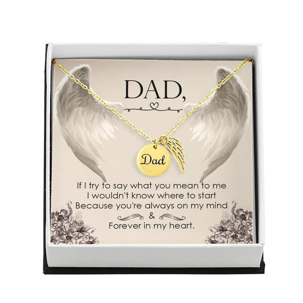 Dad memorial necklace, Angel wing necklace. ShineOn Fulfillment