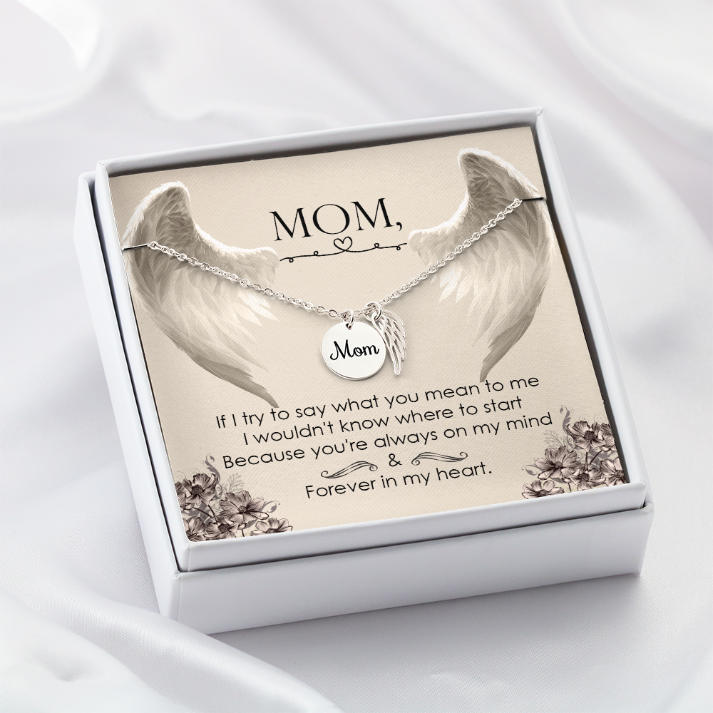 Mom memorial necklace, Angel wing necklace. ShineOn Fulfillment