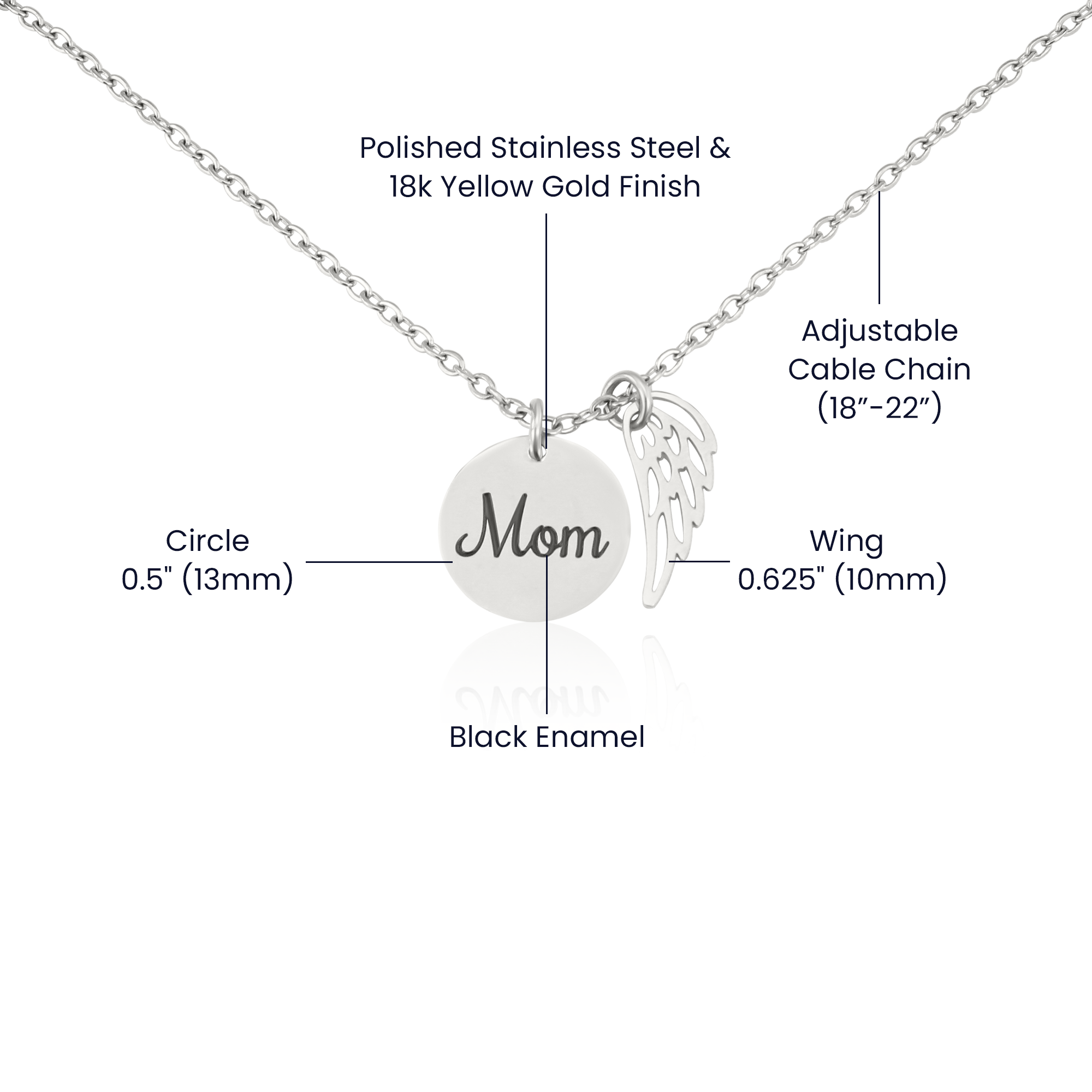 Mom memorial necklace, Angel wing necklace. ShineOn Fulfillment