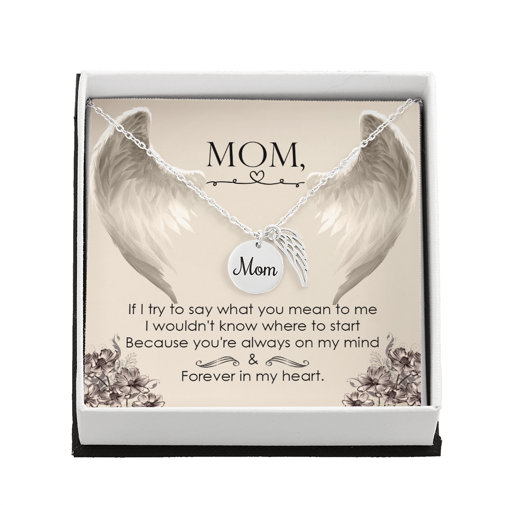 Mom memorial necklace, Angel wing necklace. ShineOn Fulfillment