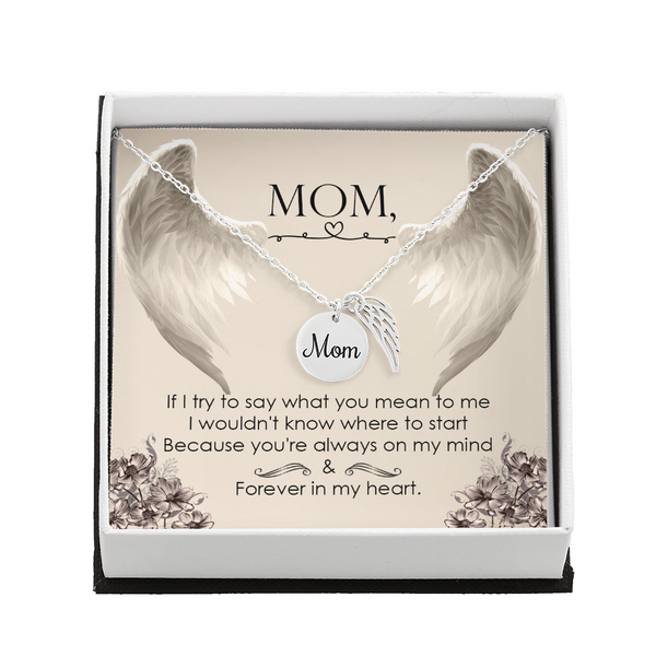 Mom memorial necklace, Angel wing necklace. ShineOn Fulfillment