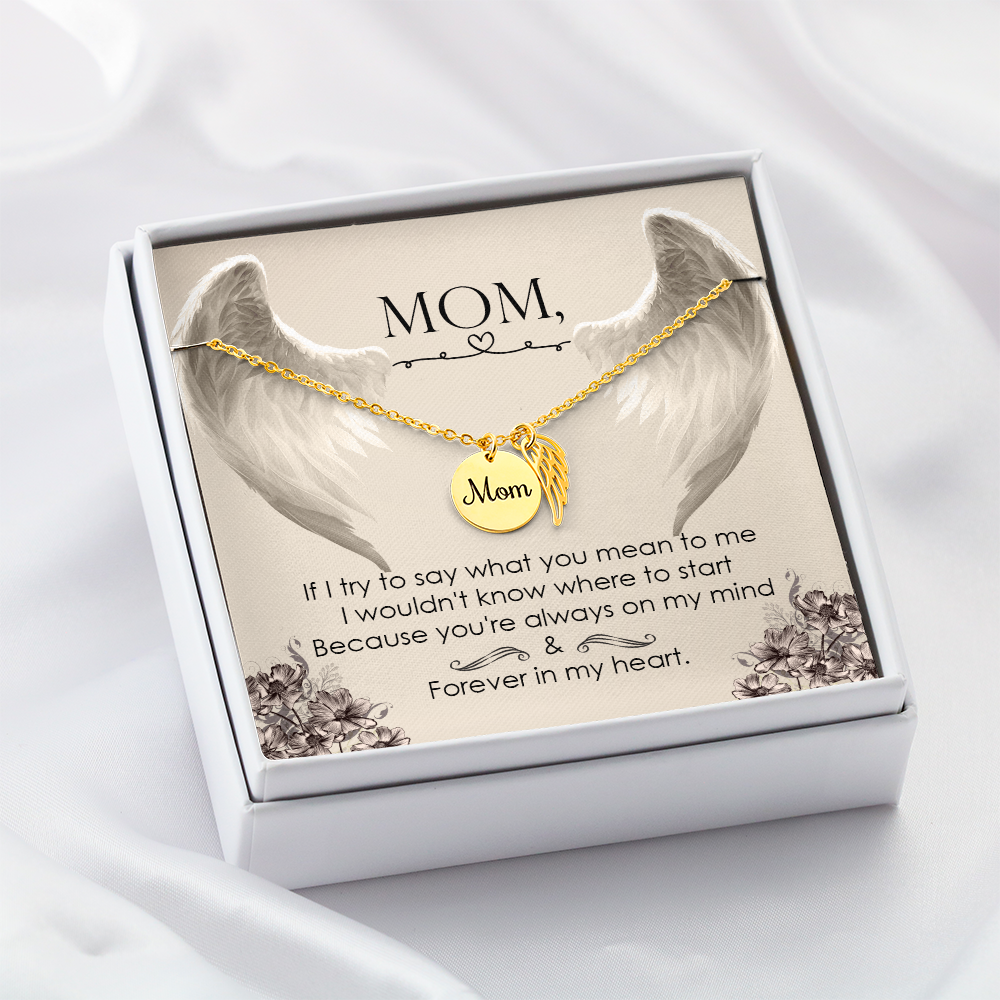 Mom memorial necklace, Angel wing necklace. ShineOn Fulfillment