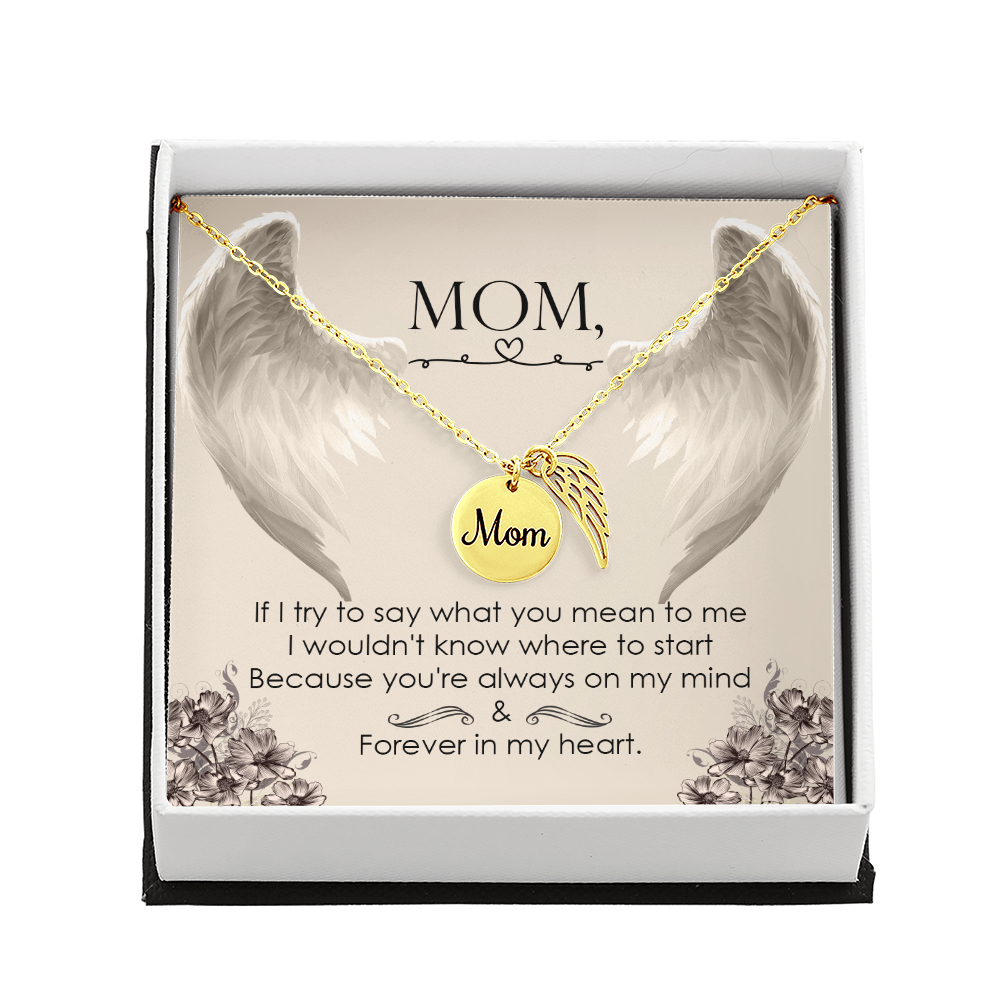 Mom memorial necklace, Angel wing necklace. ShineOn Fulfillment